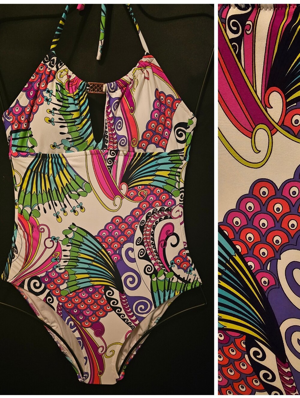 Trina Turk Halter Style Tropical Swimsuit